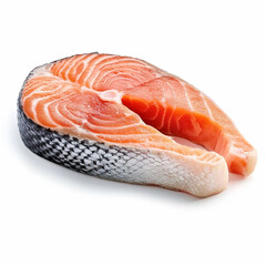 Assorted Cuts: Salmon, Trout, and Steak with Fresh Raw Fish Slice &ndash; White Background