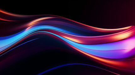 Fototapeta premium Abstract Rainbow Neon Holographic Wavy Silk Texture Textile Dark Background for Presentations HD Wallpapers PC 