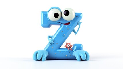 Z a letter of the alphabet in the guise of a funny character . Capital letter for teaching a child to read, for children's books and games. ABC
