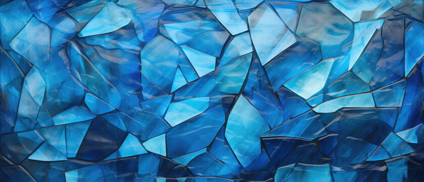Abstract blue coloured glass mozaic background