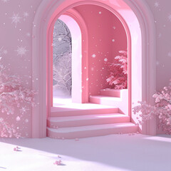 Rendered Animation: Snowflakes Entrance Positioned Artistically