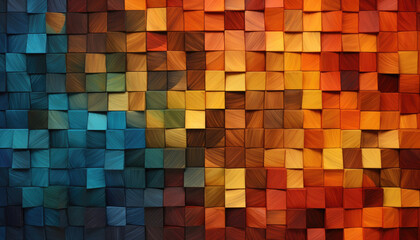 Abstract pattern of colourful wooden blocks background