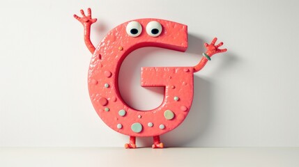 G a letter of the alphabet in the guise of a funny character . Capital letter for teaching a child...