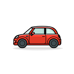 Obraz premium Minimalistic icon of red car isolated on white