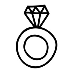 Diamond ring icon in hand drawn style