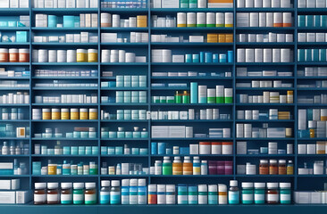 Medicine, pharmacy, hospital set of medicine with labels. Medication, pharmaceutics concept. Vector illustration