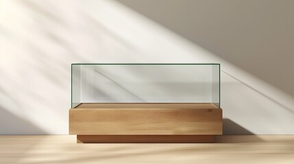 Blank glass display case mockup - obrazy, fototapety, plakaty