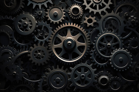 Abstract black background with gears
