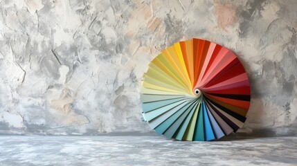 Guide color paper chart wheel on white background and pastel tone detail , rainbow colored paper. 
