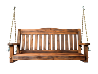 Wooden Porch Swing, isolated on a transparent or white background