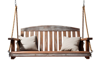 Wooden Porch Swing, isolated on a transparent or white background