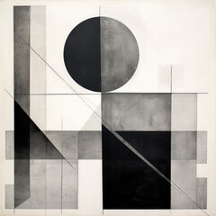 Charcoal and Ivory Geometric Art with Bold Strokes