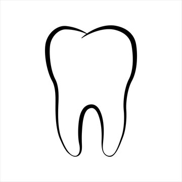 Molar healthy tooth symbol. Human tooth silhouette, dental logo. Tooth outline vector icon isolated on white background.