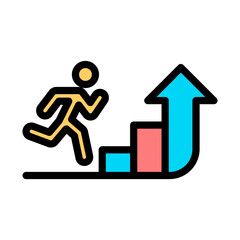 People run towards success. Goal icon. Growth icon