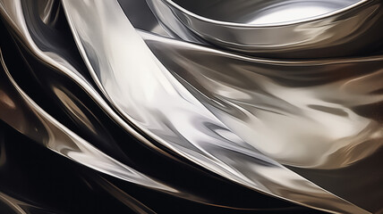 Fluid metallic swirls in monochrome tones abstract