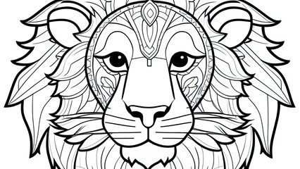 Funny lion coloring page. lion cartoon characters. For kids coloring book.