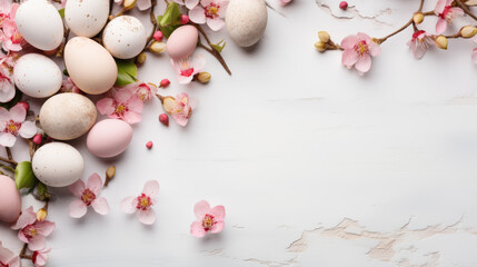 Easter eggs decoration background for cards, wallpapers with copy space