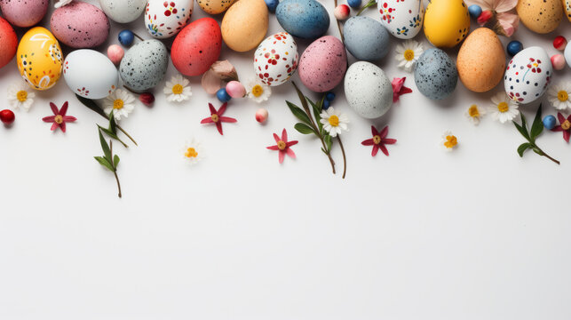 Easter eggs decoration background for cards, wallpapers with copy space