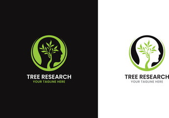 Tree leaf research brain glob logo design element icon vector