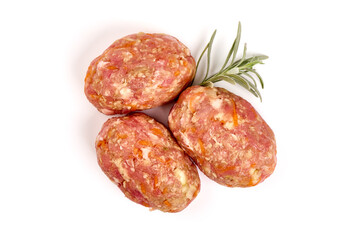 Minced meat meatballs, isolated on white background.