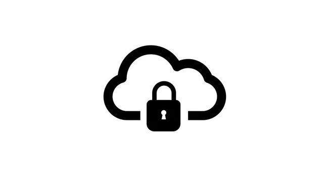 Cloud lock icon on white and green background. 4K Video motion graphic animation.