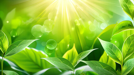 generative ai soft bokeh natural green background and tropical plants
