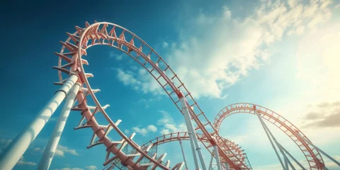 Deurstickers Roller coaster against the sky Generative AI © València