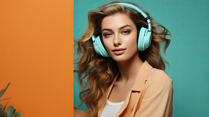web banner simple, clean and attractive for streaming musical service in color turquoise