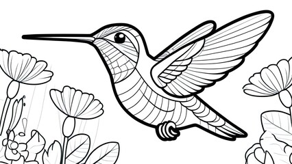 Obraz premium Funny hummingbird coloring page. hummingbirds cartoon characters. For kids coloring book.