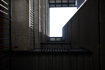 beautiful lines made by an apartment building or condo residence with lines of balconies and...