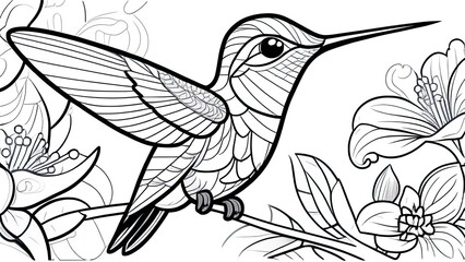 Funny hummingbird coloring page. hummingbirds cartoon characters. For kids coloring book.