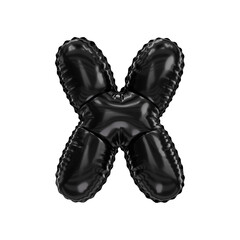 3D glossy black latex helium balloon letter X