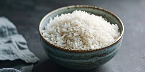 Obraz na płótnie Canvas A photo of newly prepared rice in a dish. Captured in a studio.