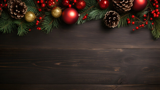 Christmas banner with blank space for text black bacground
