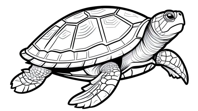 Funny turtle coloring page. turtle cartoon characters. For kids coloring book.