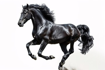 Obraz na płótnie Canvas A solitary black stallion standing tall on a blank canvas.