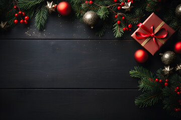 Christmas banner with blank space for text black bacground