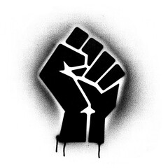 protest fist symbol in stencil-art style,black and white, generative ai