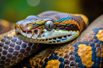 Obraz premium Iridescent Serpent: A Spectacle of Color and Pattern