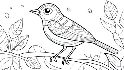 Funny forest birds coloring page. forest birds cartoon characters. For kids coloring book.