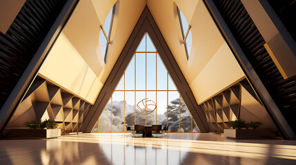 3d render of abstract futuristic architecture with empty concrete floor