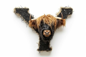 Realistic yak head on isolated letter  y  for design, education, and typography enthusiasts.