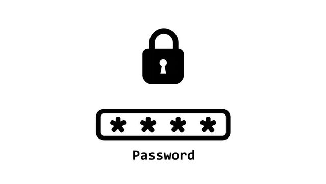 Wrong password icon on white and green background. 4K Video motion graphic animation.