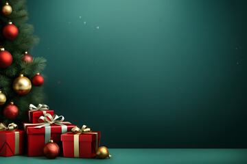 Christmas banner with blank space for text green background