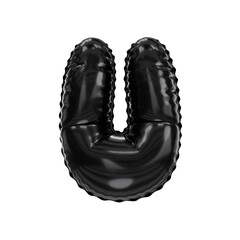 3D glossy black latex helium balloon letter U © Sofiia Kostenko