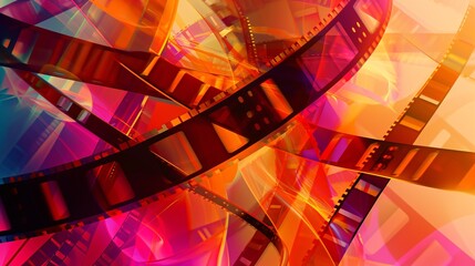 Vibrant abstract backdrop featuring film strip. - obrazy, fototapety, plakaty