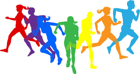 Silhouette Runners Running Sports Silhouettes Set