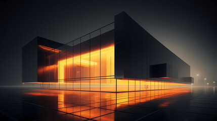 3d render of abstract futuristic architecture with empty concrete floor