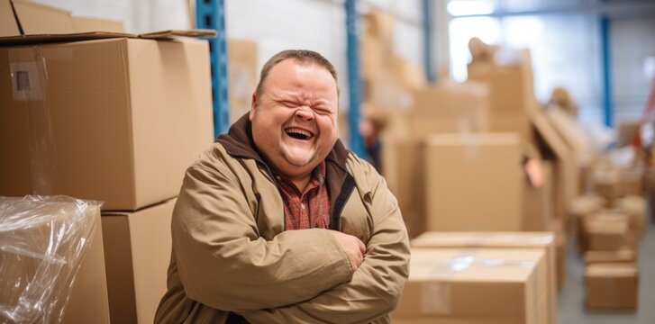 Down syndrome persona, resilience and positivity, radiant joy, genuine smile. - Powered by Adobe