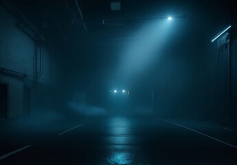 A dark empty street dark blue background